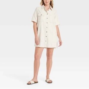 Universal Thread Off-White Button-Down Dress